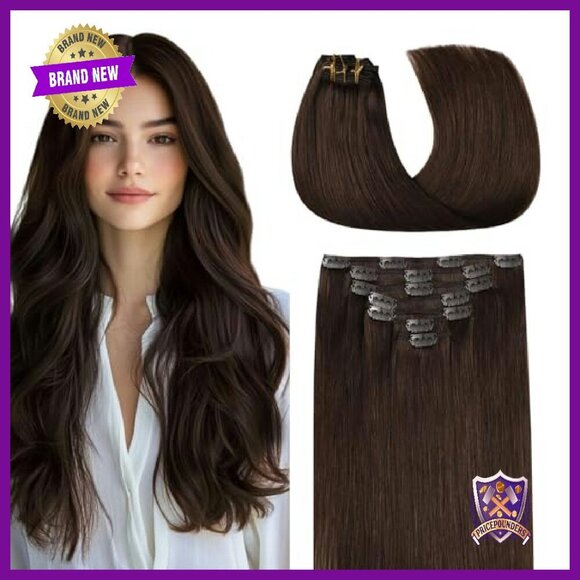 Real Human Hair Clip-In Extensions 16in Straight 120g 7Pcs Salon Quality main image 5